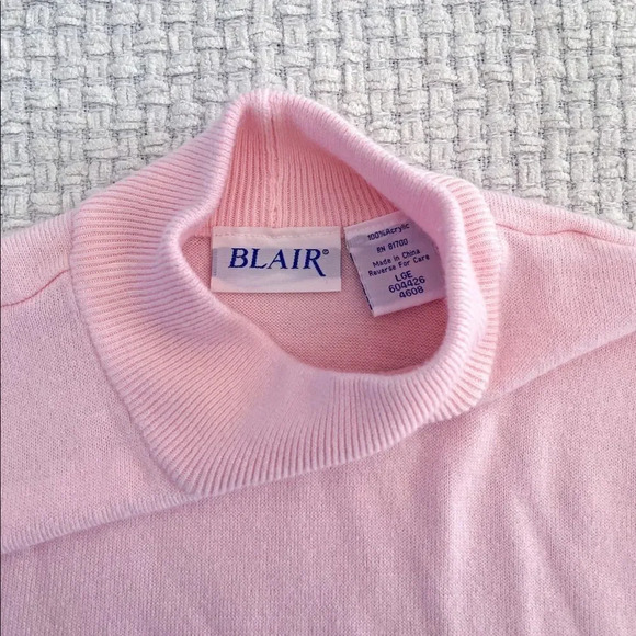 VINTAGE Pink Mockneck “Blair” Sweater Size Large - Picture 3 of 4